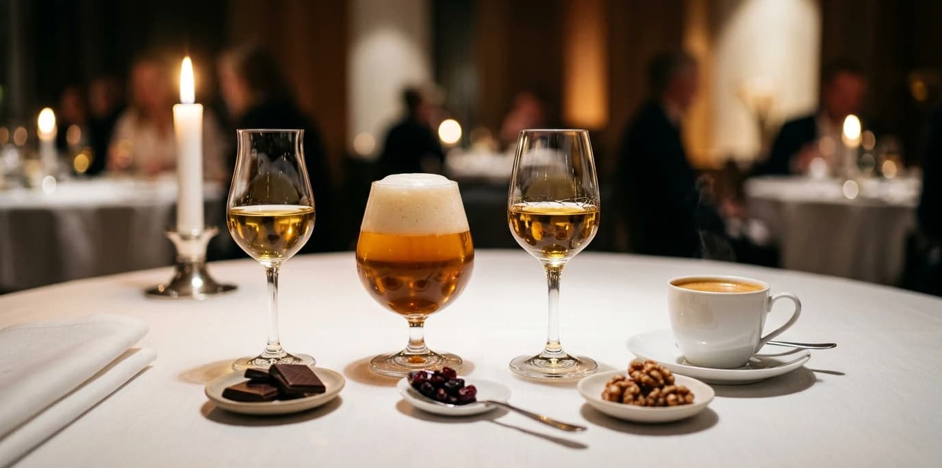 Dekket bord med glass og levende lys til lutefiskmiddag